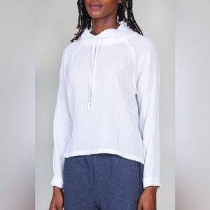 NWOT Xirena | Shay Drawstring Neck Gauze Top White Long Sleeve Pullover Medium